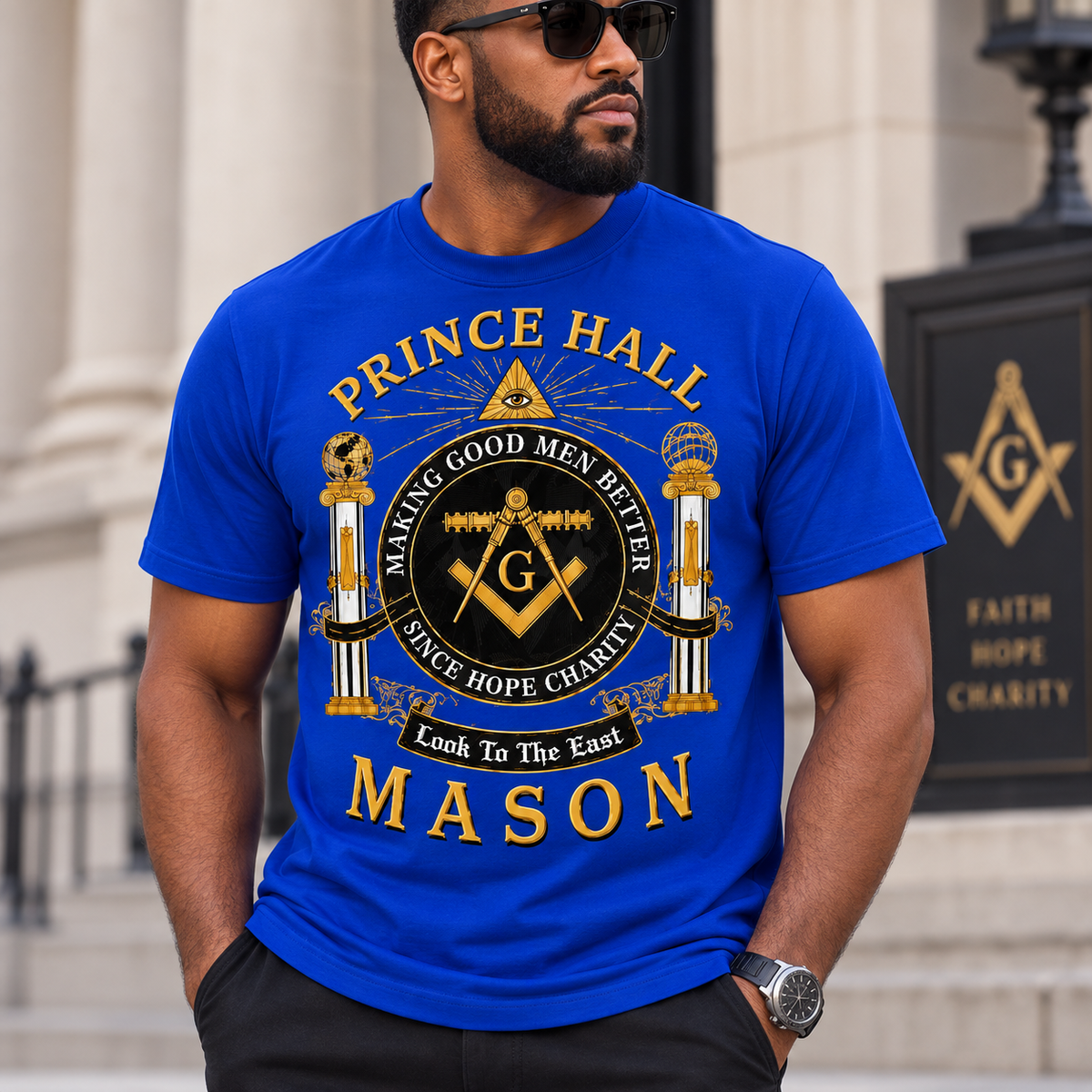 Prince Hall Mason T-Shirt, Black Masonic Graphic Tee