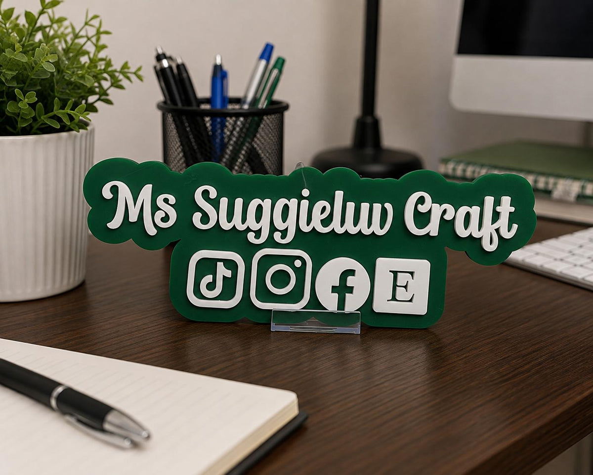 3D Printed Business Logo Sign, Custom Social Media Branding Display