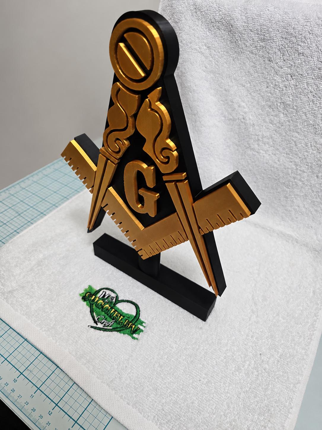 Freemason Square & Compass Plaque, Masonic Lodge Desk Decor