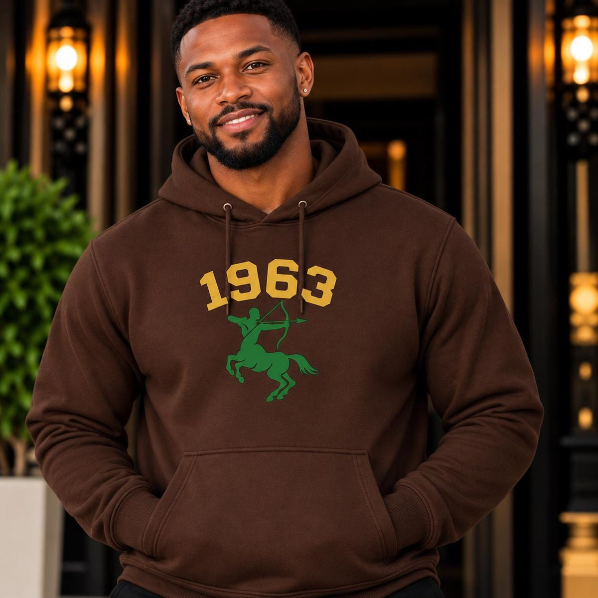 Iota Phi Theta DTV Hoodie | 1963 Centaur Hoodie | Iota Phi Theta Fraternity Apparel | Chocolate Brown Greek Hoodie