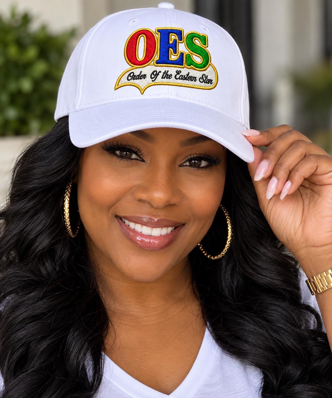 Order of Eastern Star Hat, OES Embroidered Trucker Hat, Eastern Star Cap, OES Sister Gift, White Snapback Hat, Soror Gift