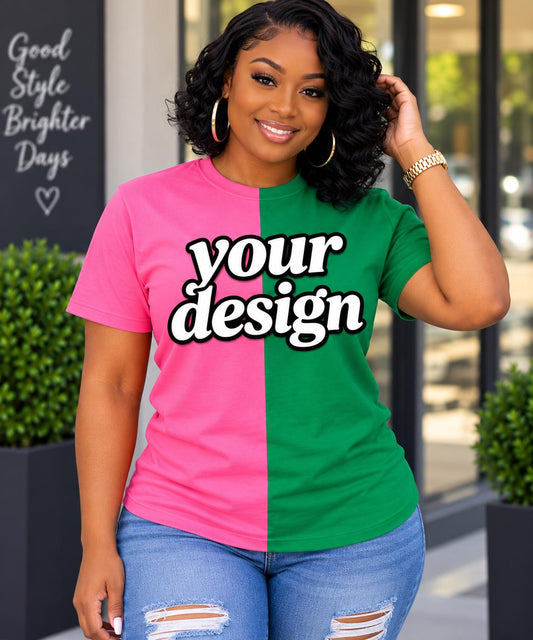Personalize Two Tone DTV T-Shirt | Personalized Split Color Shirt | Your Design Tee | Custom Logo Shirt | Two Color Graphic Tee