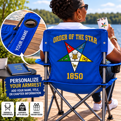 Eastern Star Camping Chair Personalized| Custom OES Camping Chair | Embroidered Order of the Eastern Star Chair | Soror Gift