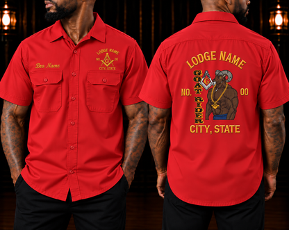 Masonic Lodge Work Shirt, Personalized Name & Number Embroidery