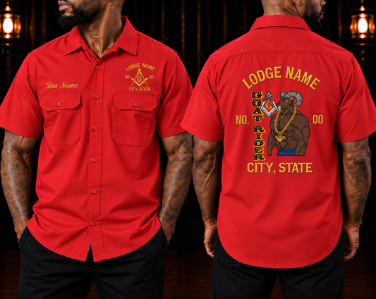 Masonic Lodge Work Shirt, Personalized Name & Number Embroidery