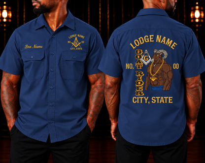 Masonic Lodge Work Shirt, Personalized Name & Number Embroidery