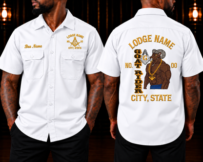 Masonic Lodge Work Shirt, Personalized Name & Number Embroidery