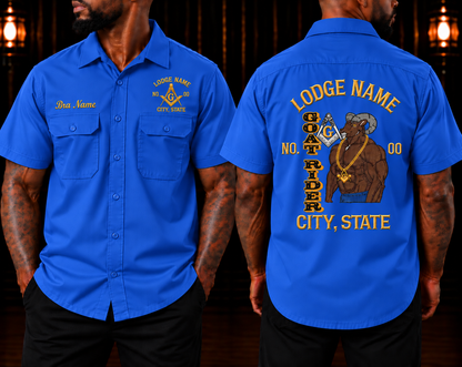 Masonic Lodge Work Shirt, Personalized Name & Number Embroidery