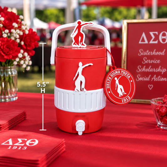 Delta Sigma Theta 3D Printed Can Holder Bundle | 3 Piece Soror Gift Set | 12oz Can Holder, Straw Topper & Can Opener