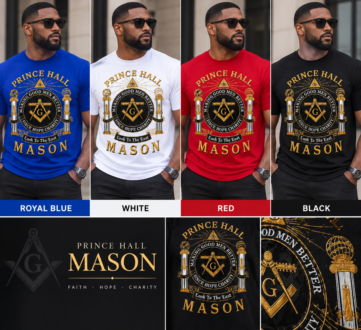 Prince Hall Mason T-Shirt, Black Masonic Graphic Tee