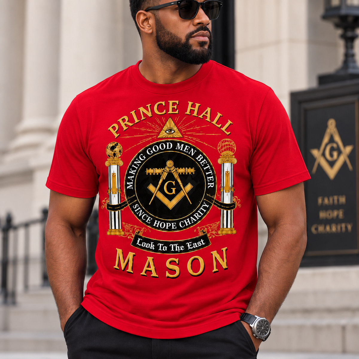 Prince Hall Mason T-Shirt, Black Masonic Graphic Tee
