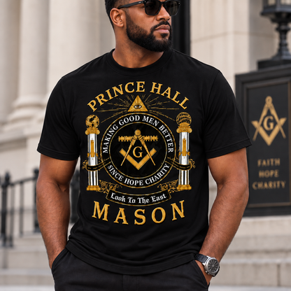 Prince Hall Mason T-Shirt, Black Masonic Graphic Tee