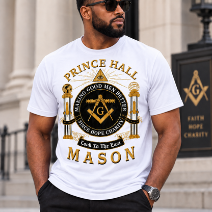 Prince Hall Mason T-Shirt, Black Masonic Graphic Tee