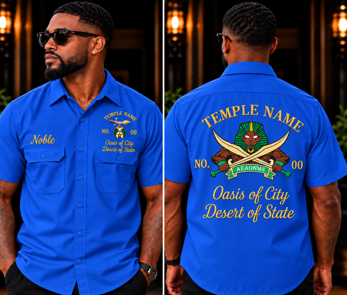 Masonic Temple Shirt, Custom Embroidery, Personalized Noble Name