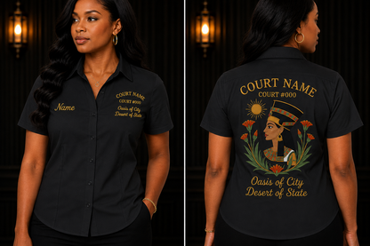 Daughters of Isis Walking Shirt, Egyptian Goddess Personalized Court Shirt, Embroidered Women’s Work Shirt, Custom Court Name Shirt, Fraternal Apparel, PHA