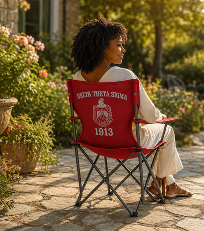 Delta Sigma Theta Embroidered Camping Chair, DST Sorority Folding Chair, Personalized 1913 Outdoor Chair, Sorority Gift