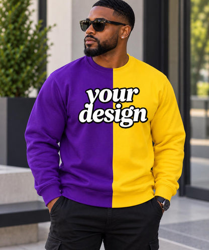 Personalize Two Tone Sweatshirt DTV| Personalized Split Color Crewneck | Your Design Sweatshirt | Custom Logo Shirt | Two Color Sweater