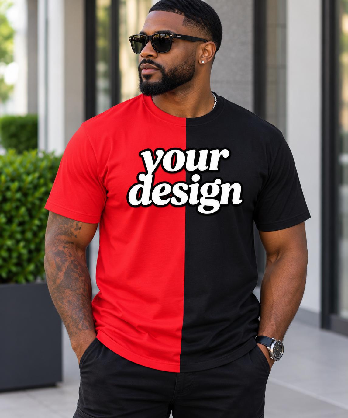 Personalize Two Tone DTV T-Shirt | Personalized Split Color Shirt | Your Design Tee | Custom Logo Shirt | Two Color Graphic Tee