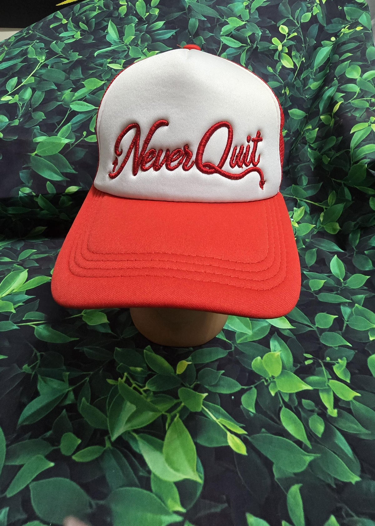Never Quit Embroidered Trucker Hat | Motivational Mesh Snapback Cap | Inspirational Baseball Hat | Adjustable Unisex Gift