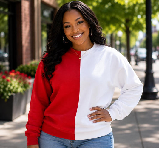 Custom Two Tone Sweatshirt Blank, Choose Your Colors, Personalized Split Crewneck, Half-and-Half Sweatshirt