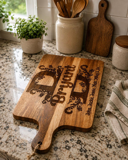 Personalized Family Cutting Board | Custom Engraved Charcuterie Board | Wedding Housewarming Gift | Kitchen Decor