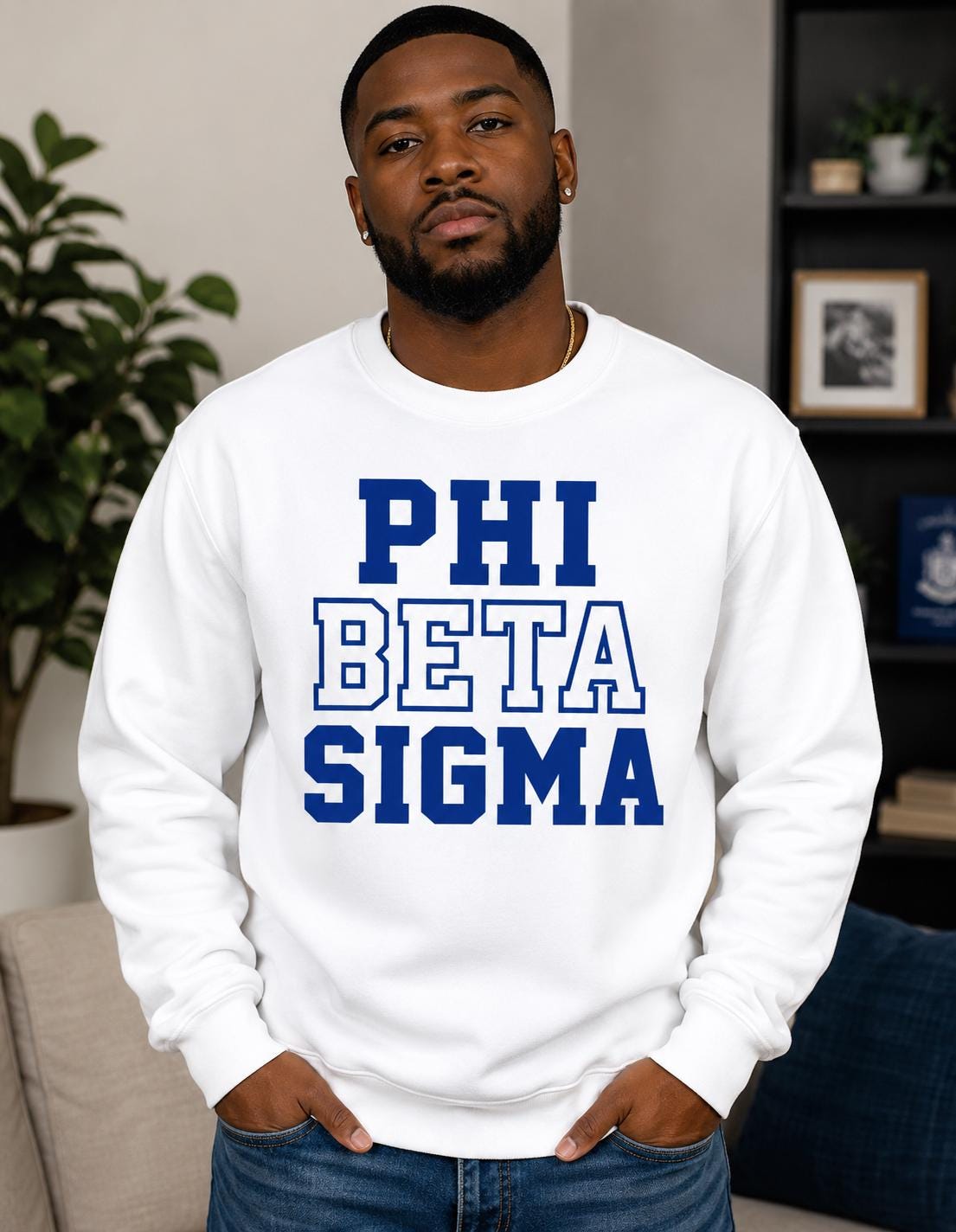Phi Beta Sigma Crewneck Sweatshirt, Royal Blue DTV Fraternity Apparel