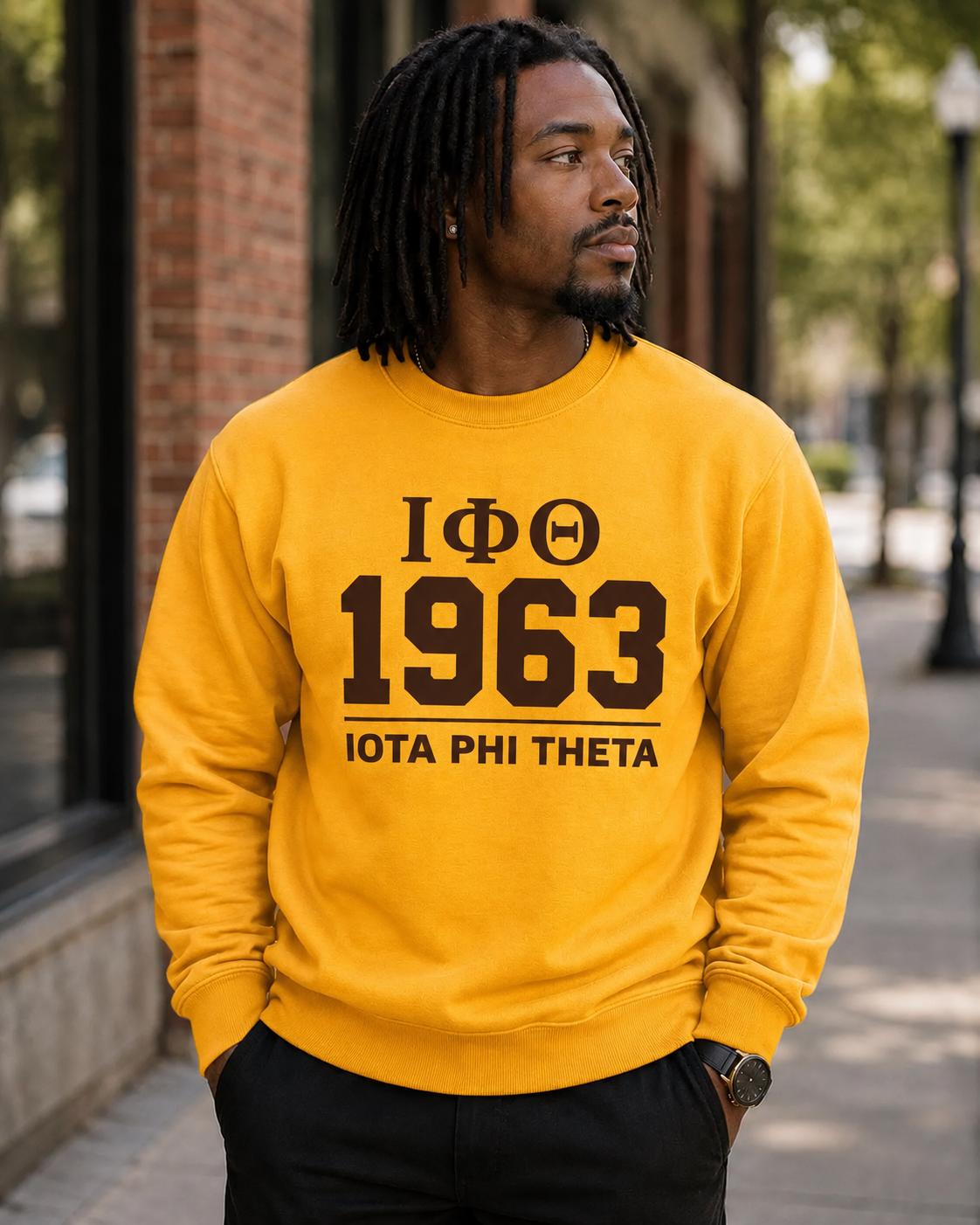 Iota Phi Theta Sweatshirt, Brown & Gold Fraternity Crewneck