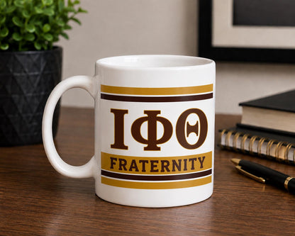 Iota Phi Theta Fraternity Mug – Brown Gold Greek Letter Coffee Cup