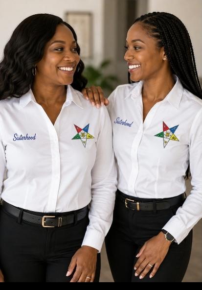 Eastern Star Women’s Shirt, Custom Embroidered Name, Button-Down Style