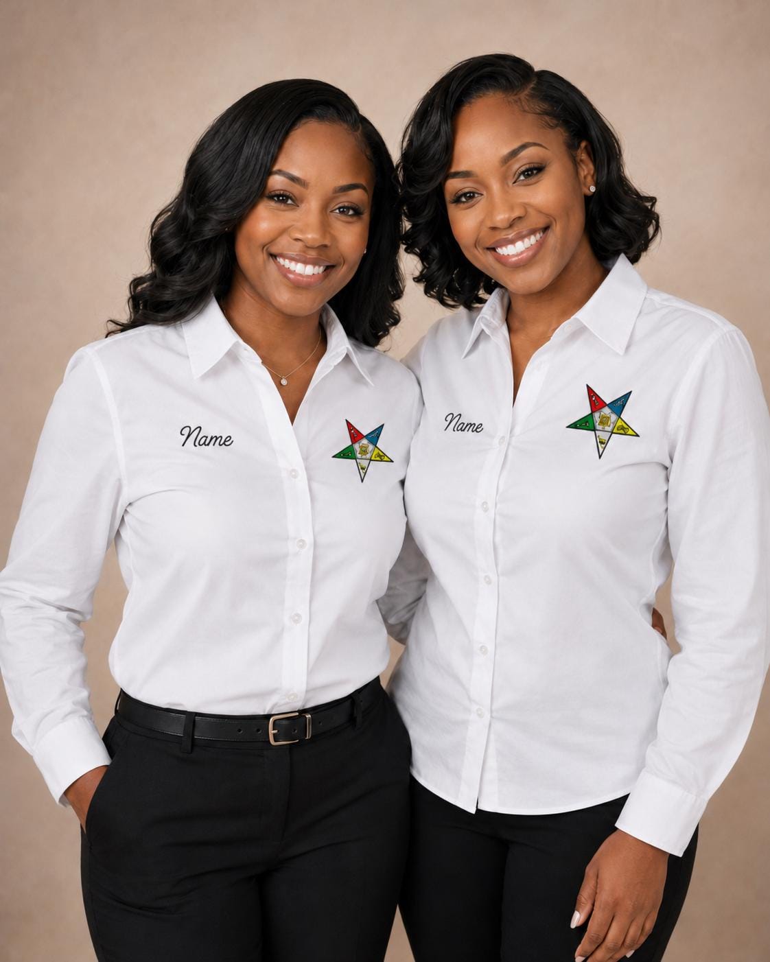 Eastern Star Women’s Shirt, Custom Embroidered Name, Button-Down Style