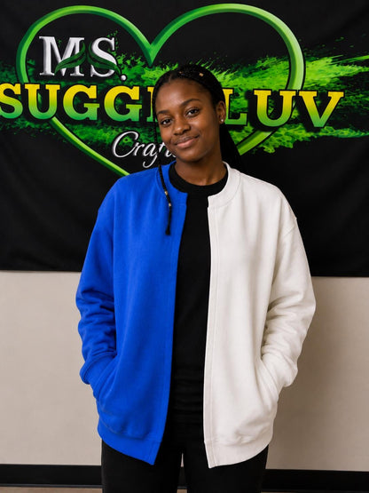 Two-Tone Sweatshirt Cardigan, Blank Split Color Jacket for DTF, HTV & Embroidery