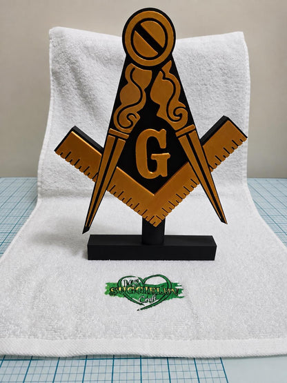 Freemason Square & Compass Plaque, Masonic Lodge Desk Decor