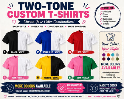 Two-Tone Split T-Shirt, Blank Unisex Half Color Block Tee