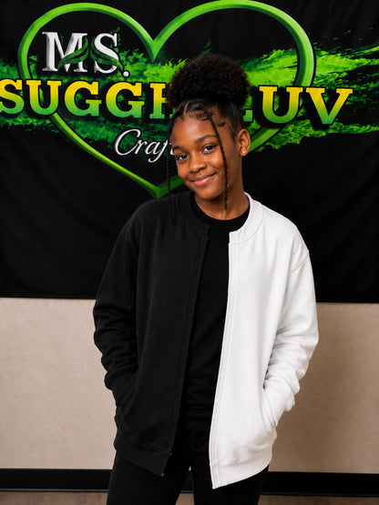 Youth Two-Tone Sweatshirt Cardigan, Blank Split Color Jacket for DTF, HTV & Embroidery