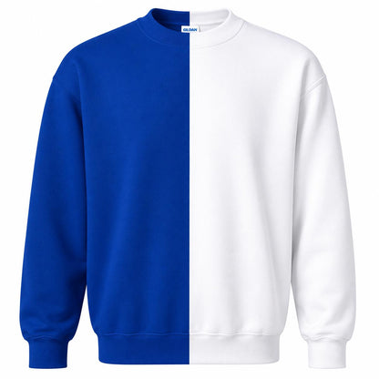 Youth Two-Tone Sweatshirt, Blank Half & Half Color Block Crewneck