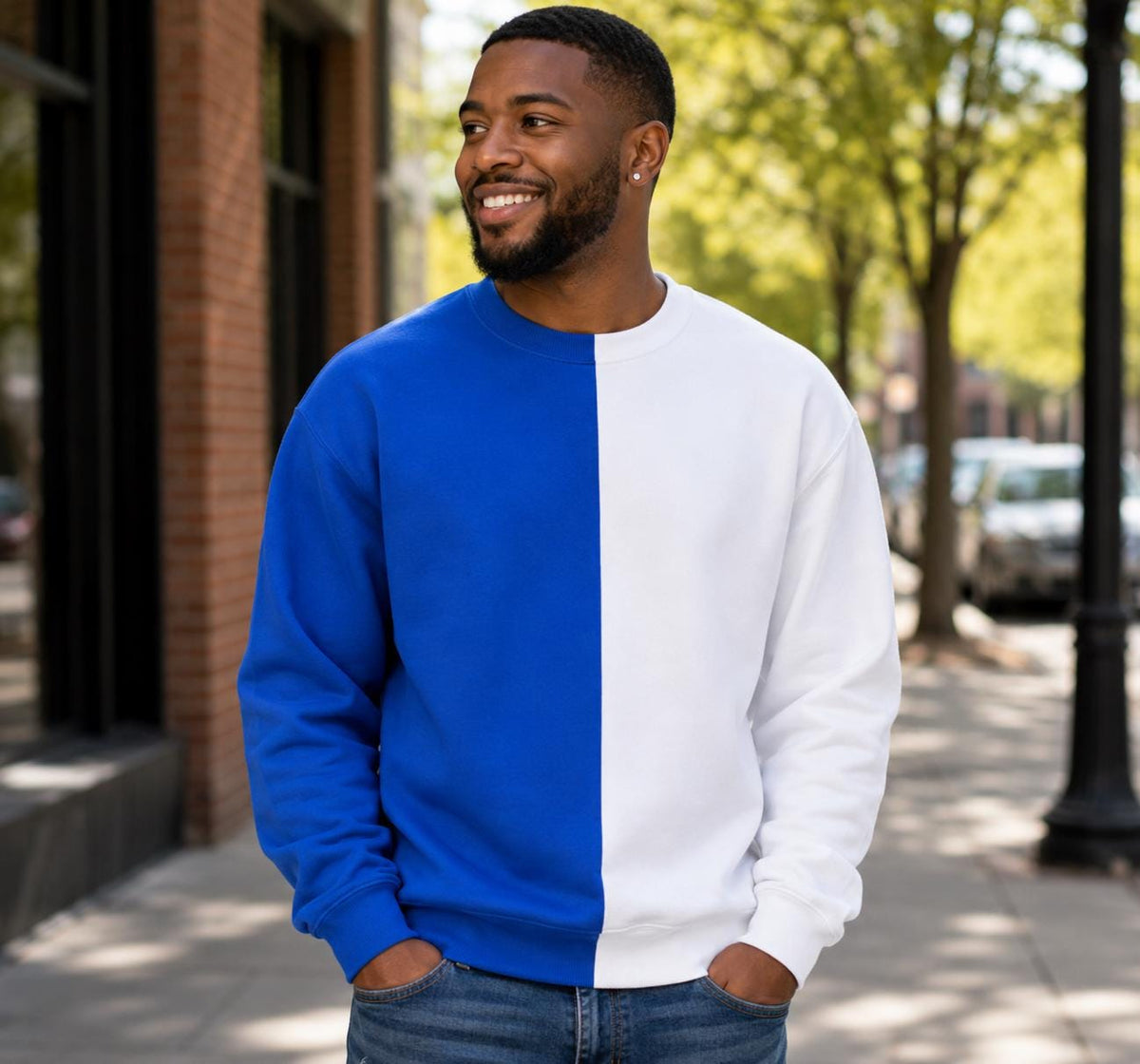 Custom Two Tone Sweatshirt Blank, Choose Your Colors, Personalized Split Crewneck, Half-and-Half Sweatshirt