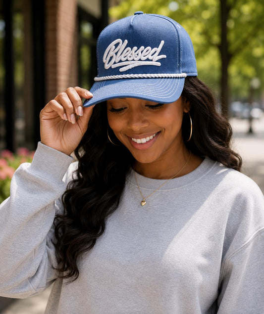 Blessed Christian Rope Hat, Embroidered Trucker Snapback
