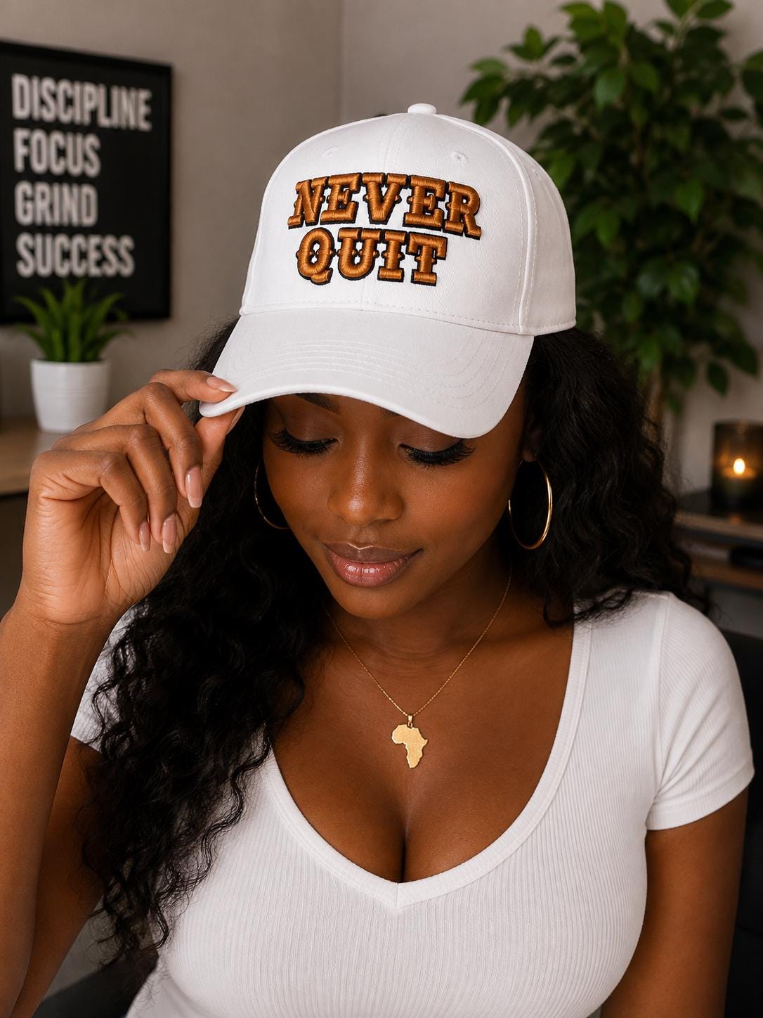 Never Quit Dad Hat, Embroidered Motivational Baseball Cap