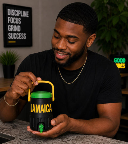 Jamaica 12 oz Mini Drink Cooler, Black Green & Gold Gift