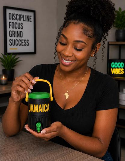 Jamaica 12 oz Mini Drink Cooler, Black Green & Gold Gift