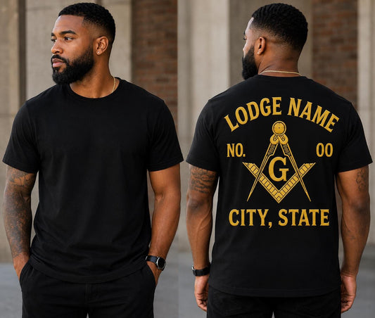 Masonic Lodge T-Shirt, Personalized Square & Compasses DTV Print