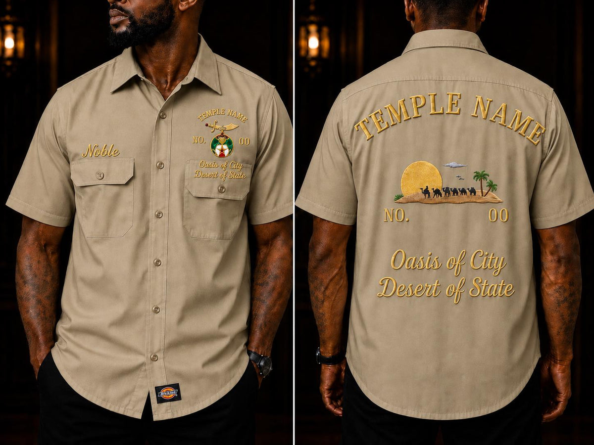 Noble Temple Embroidered Shirt, Custom Camel Desert Design