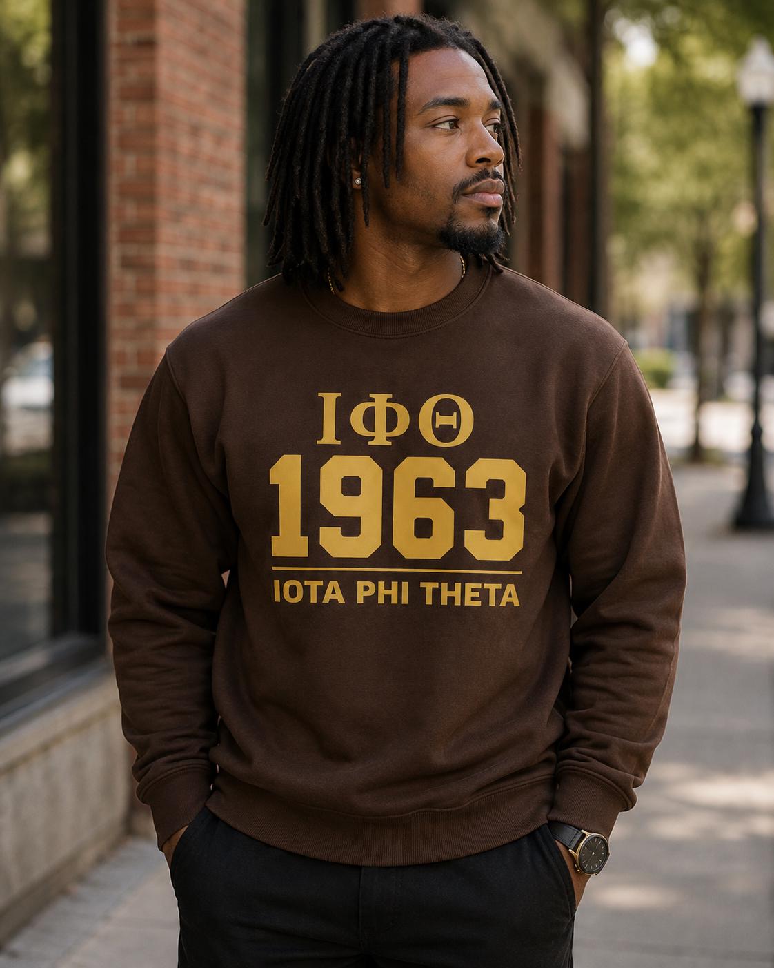 Iota Phi Theta Sweatshirt, Brown & Gold Fraternity Crewneck