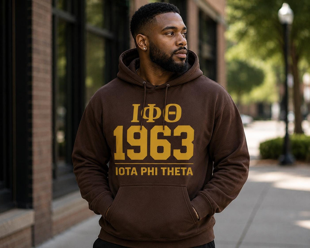 Iota Phi Theta 1963 Hoodie, Brown and Gold Fraternity Sweatshirt, Divine Nine Gift