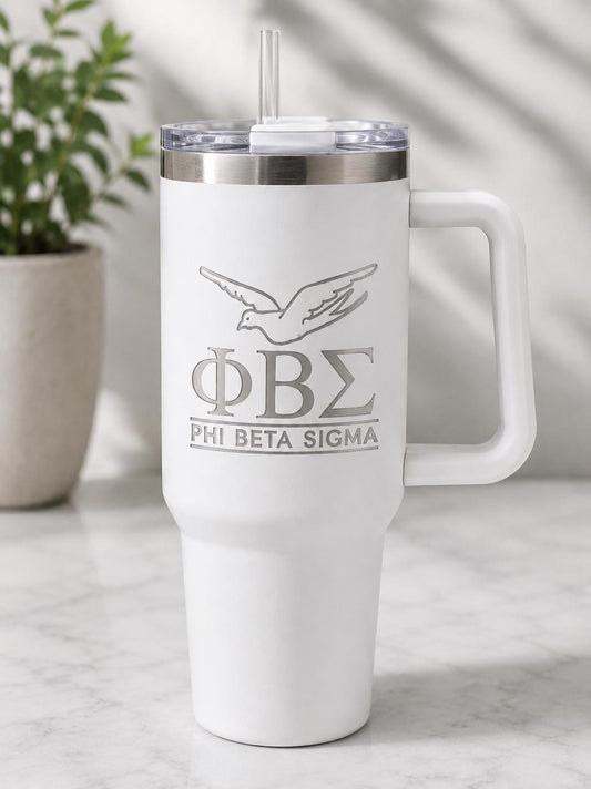 Phi Beta Sigma Tumbler, Laser Engraved 35oz & 45oz Handled Cup