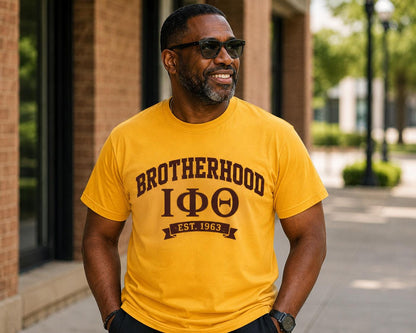 Iota Phi Theta T-Shirt – ΙΦΘ Brotherhood Shirt – Brown & Gold DTV Fraternity Tee – Iota Member Gift