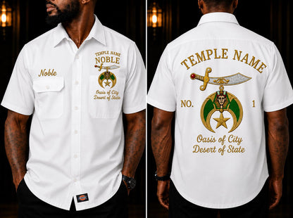 Shriner / Mason Temple Walking Shirt, Personalized Noble Name & Embroidered Emblem