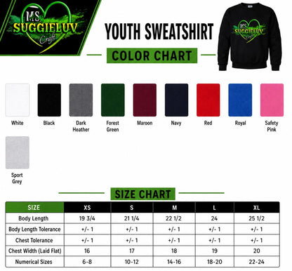 Youth Two-Tone Sweatshirt, Blank Half & Half Color Block Crewneck