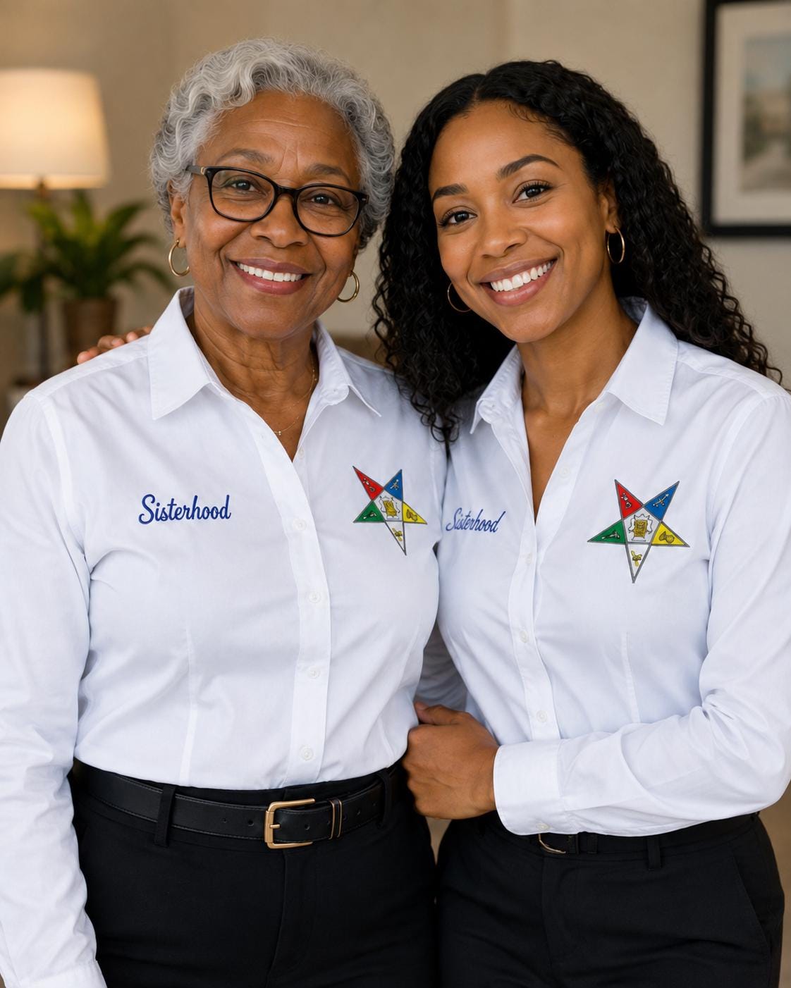 Eastern Star Women’s Shirt, Custom Embroidered Name, Button-Down Style