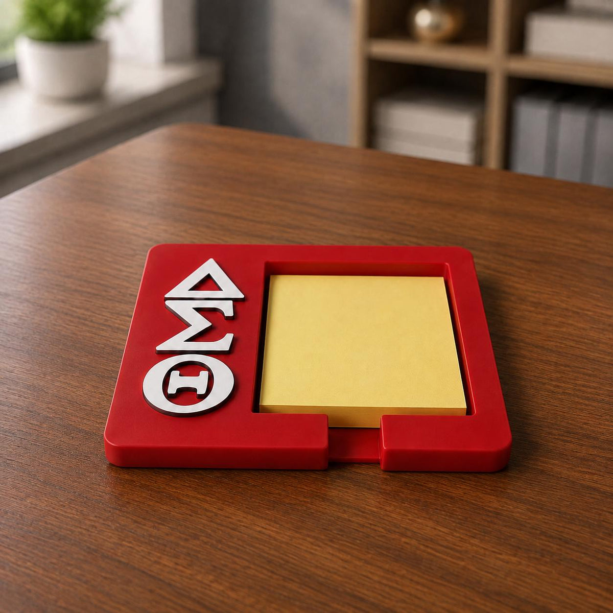 Delta Sigma Theta Sticky Note Holder, Red and White Sorority Desk Decor, Gift for Soror